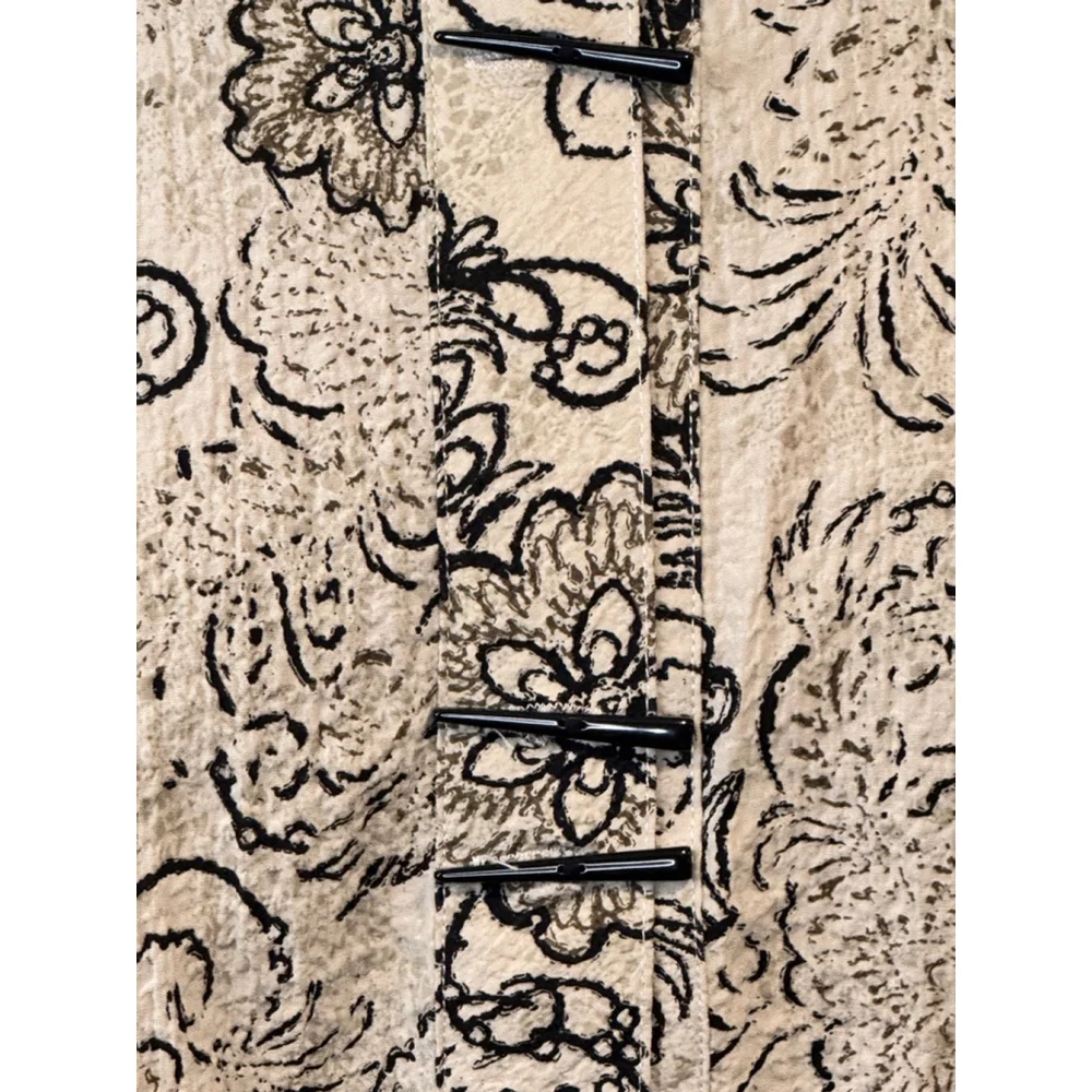 Habitat Beige Black Floral Blouse Jacket Large